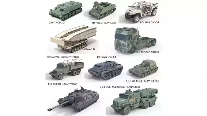 10 Military Vehicles Collection v19