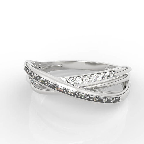 Modern Crossover Diamond Ring 3D print model