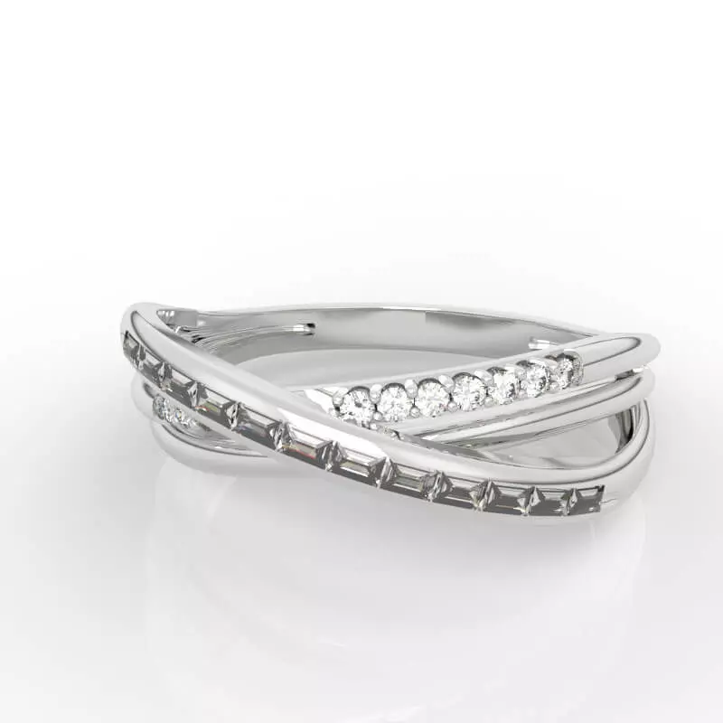 Modern Crossover Diamond Ring 3D print model