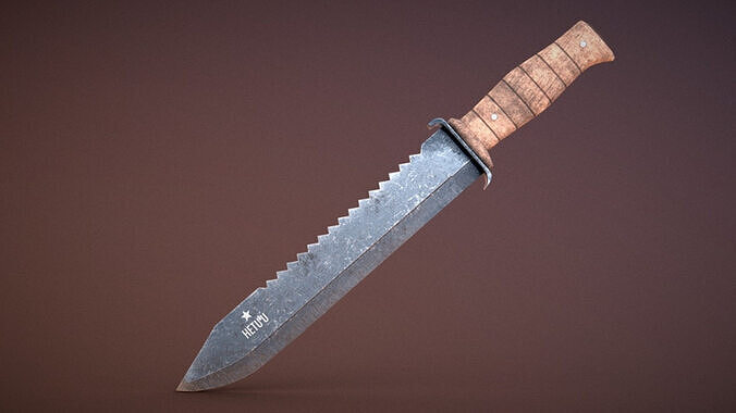 Hunting Knife Low-poly 3D model