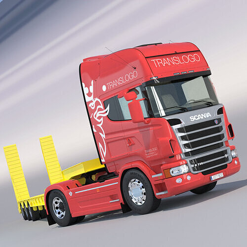 Euro Truck With Flatbed Semitruck  3D model