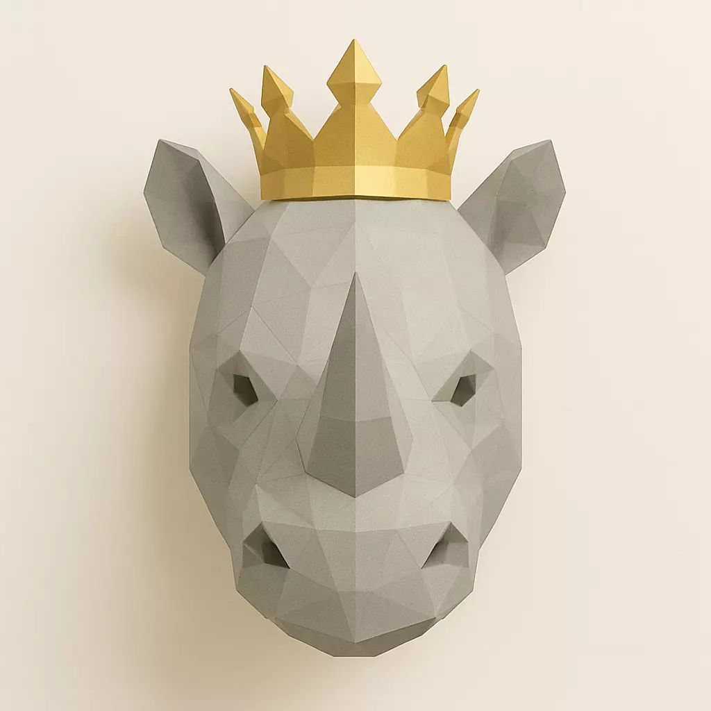 Rhino Head Crown Low-poly 3D model_0