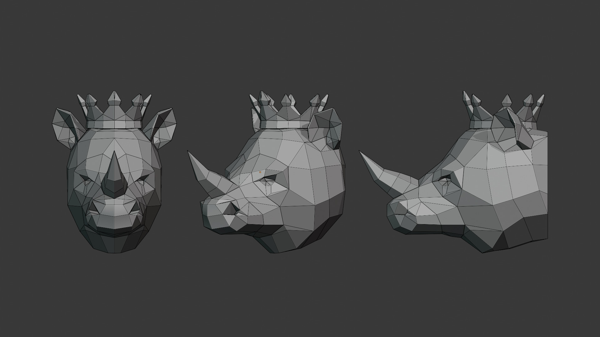 Rhino Head Crown Low-poly 3D model_2