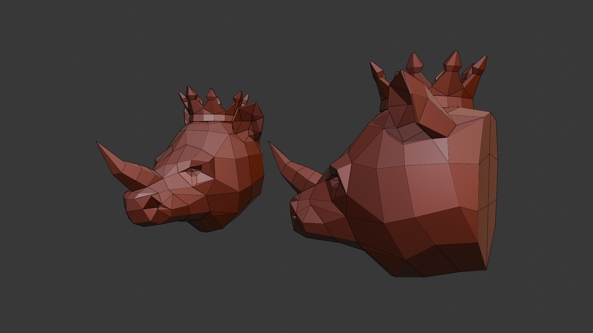 Rhino Head Crown Low-poly 3D model_3