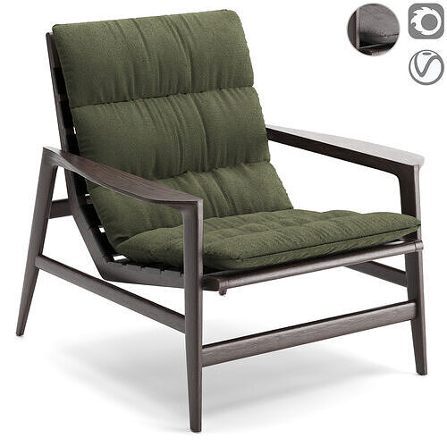 Ipanema Armchair With Hide Leather Straps 3D model