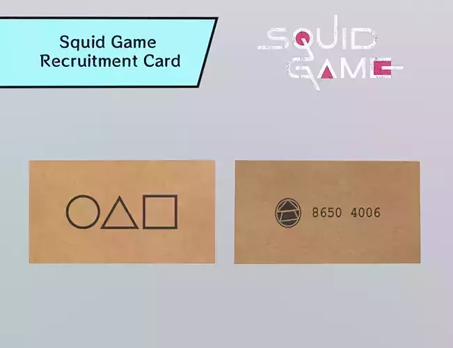 Squid Game-Inspired Recruitment Card  Low-poly 3D model