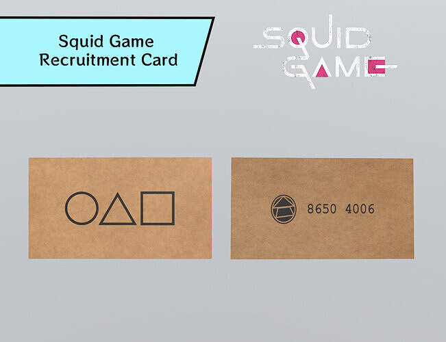 Squid Game-Inspired Recruitment Card  Low-poly 3D model
