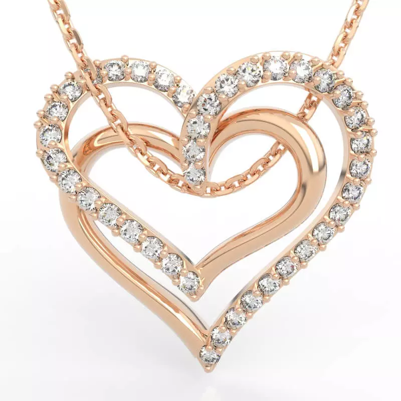 Double Heart Diamond Pendant 3D print model
