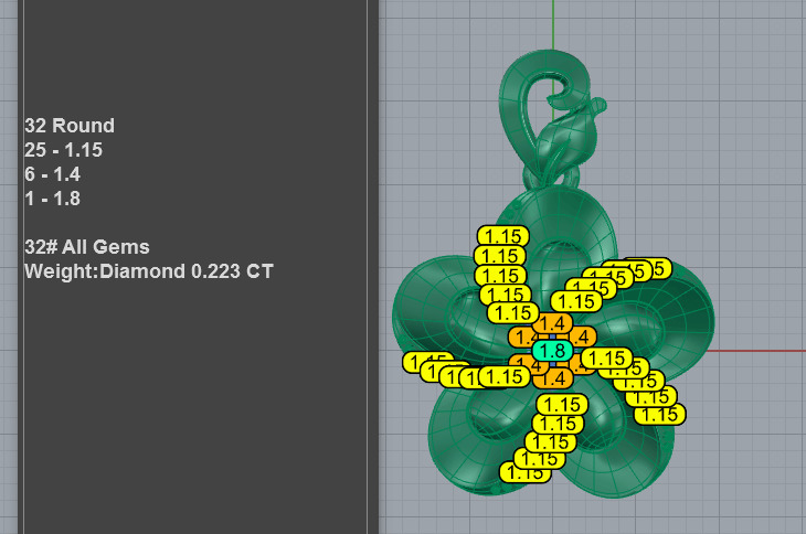 Large Diamond Flower Pendant 3D print model_2