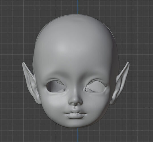 3d digital file baby elf head with vertical ears for bjd doll  3D print model