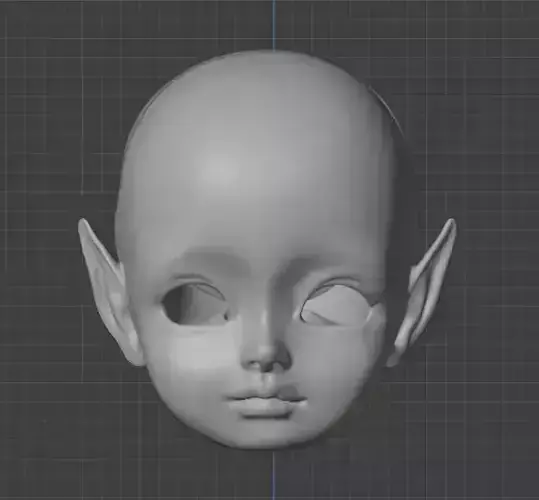 3d digital file baby elf head with vertical ears for bjd doll 