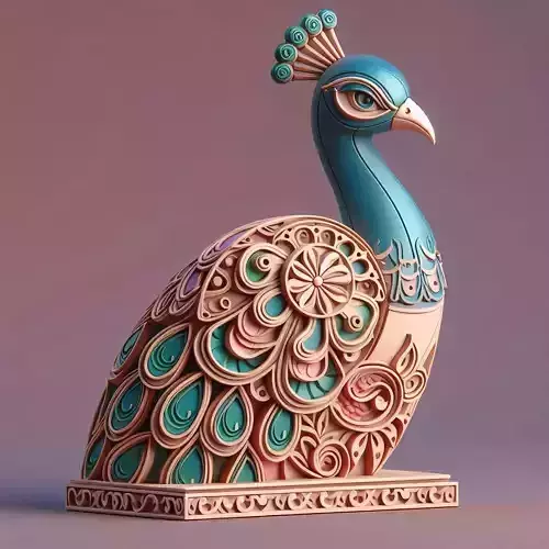 1166Colorful 3D Model of a Peacock on Base   totem
