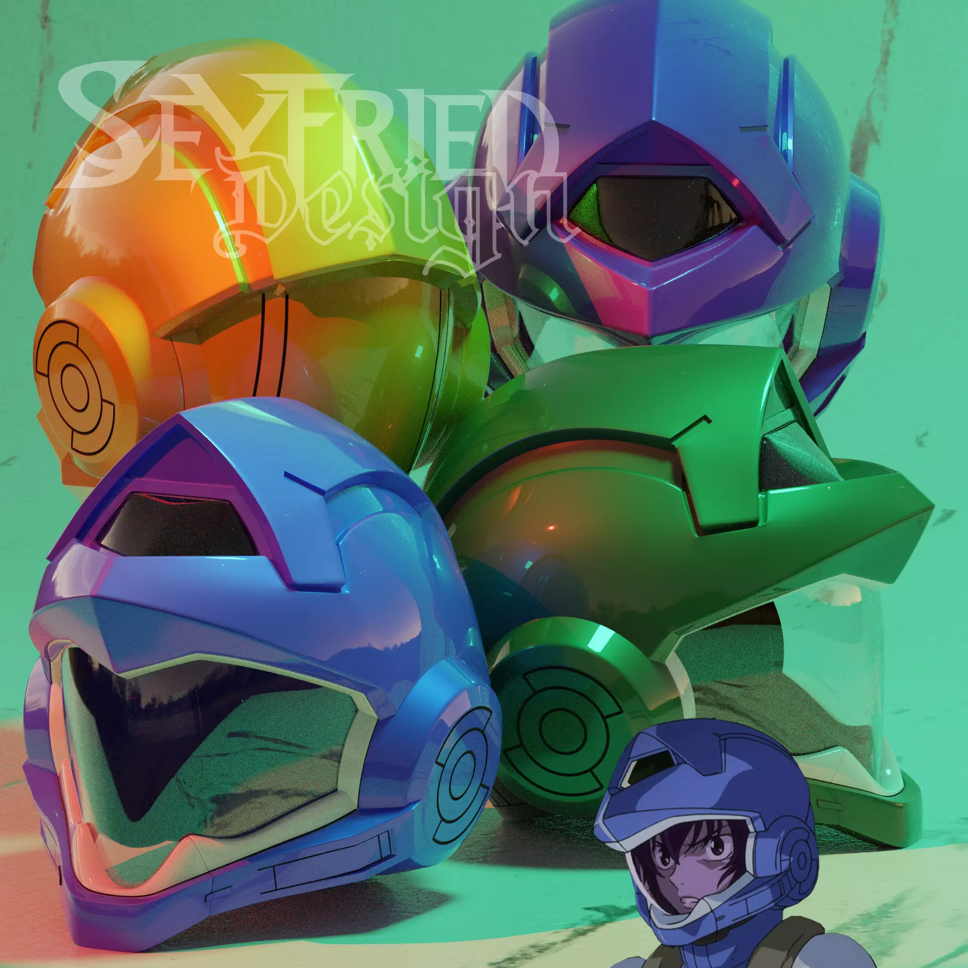 Mobile Suit Gundam 00 Celestial Being pilot helmet 3D print model