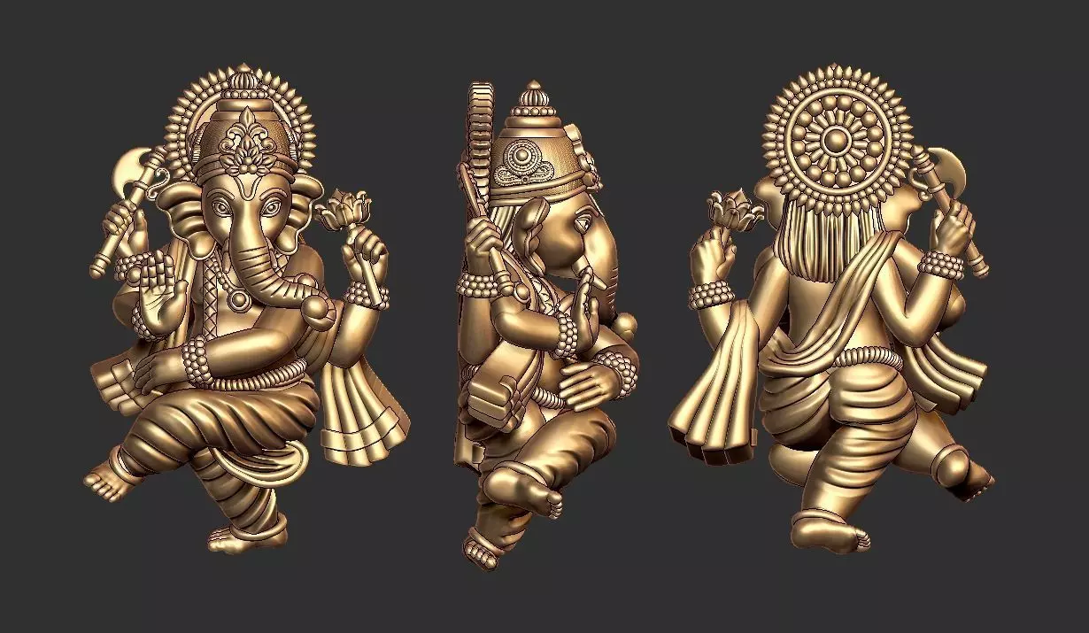 Ganpati Dancing mudra pendent 3D 3D print model_0