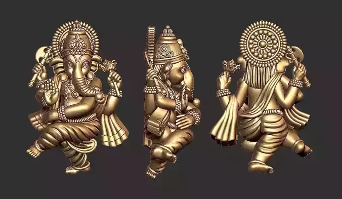 Ganpati Dancing mudra pendent 3D