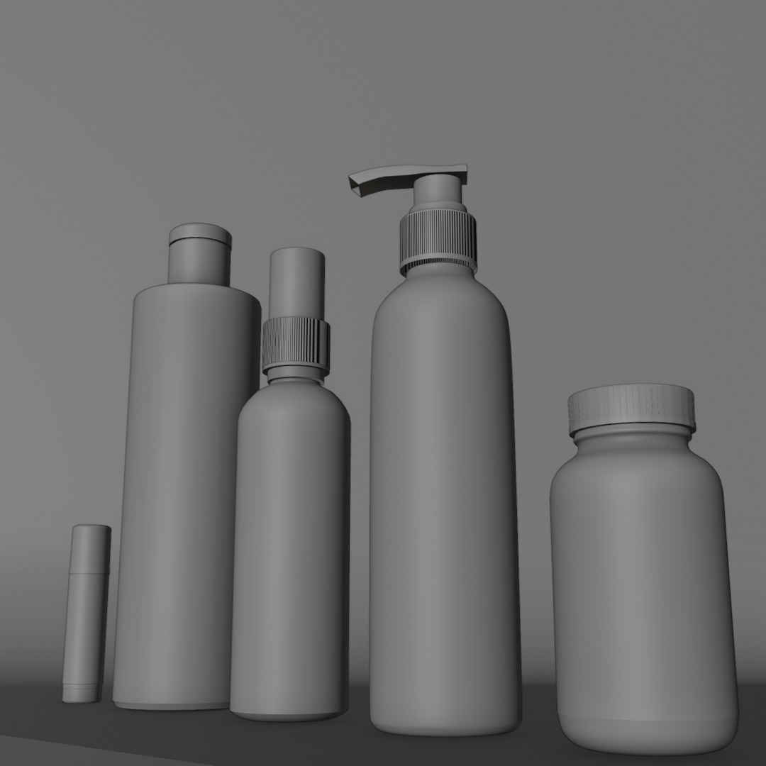 Cosmetic bottles pack Low-poly 3D model_2