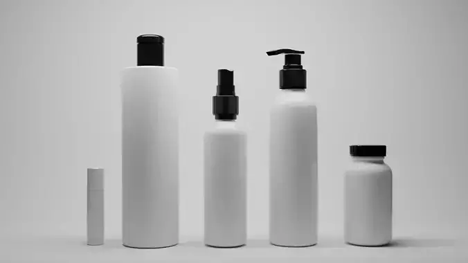 Cosmetic bottles pack Low-poly 3D model