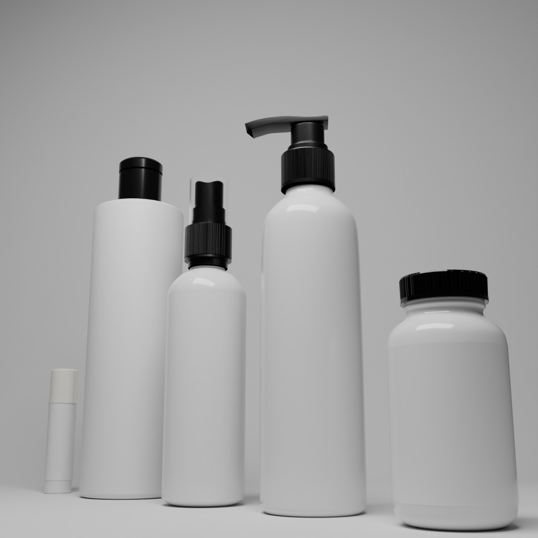 Cosmetic bottles pack Low-poly 3D model_1