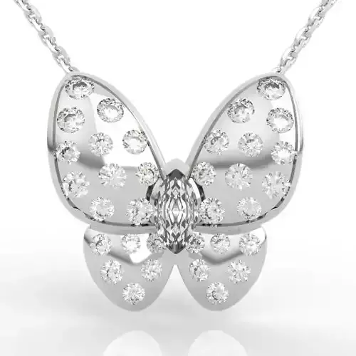 Stunning Marquise Diamond Butterfly Pendant