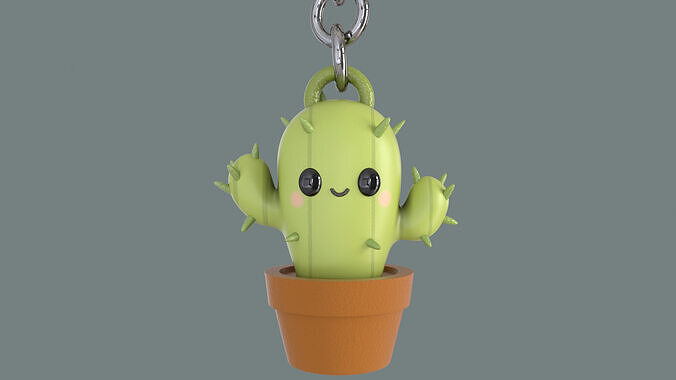 Cute Cactus Keychain 3D print model