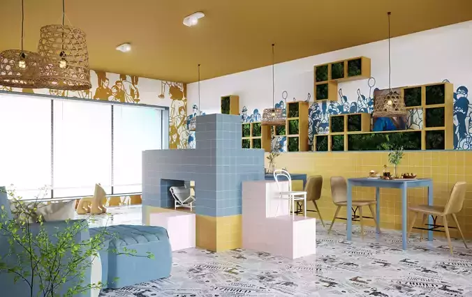  restaurant  Interior scene 