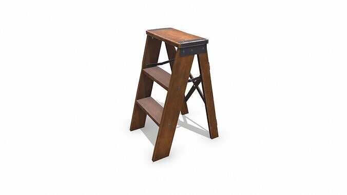 Old Wooden Step Ladder Low-poly PBR Low-poly 3D model