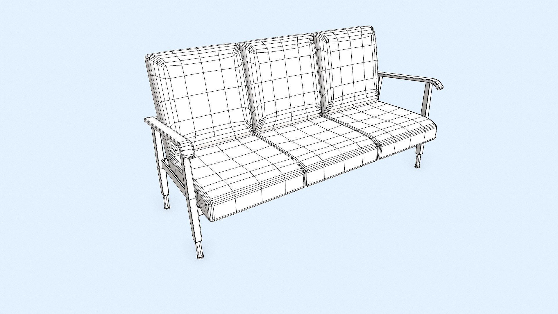 Old Vintage Wating Chairs Low-poly PBR Low-poly 3D model_13