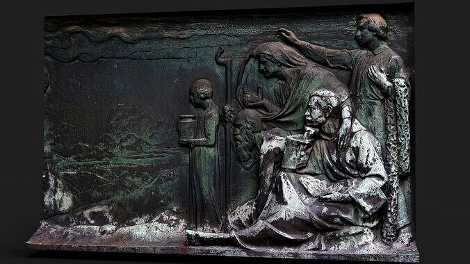 wall old sculpture metal panel PBR photogrammetry Low-poly 3D model