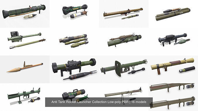 Anti Tank Rocket Launcher Collection Low-poly PBR 