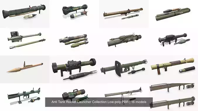Anti Tank Rocket Launcher Collection Low-poly PBR 