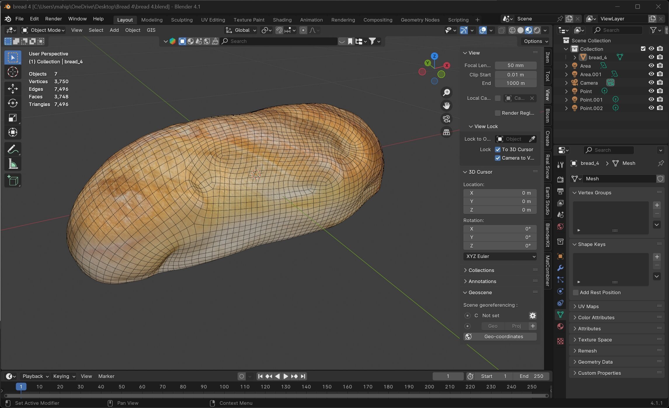 Bread 4   Low-poly 3D model_6