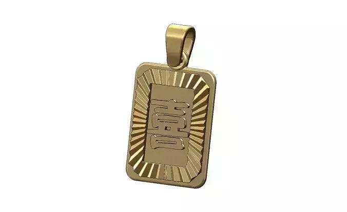 Happiness chinese symbol faceted sunrays tag pendant charm 