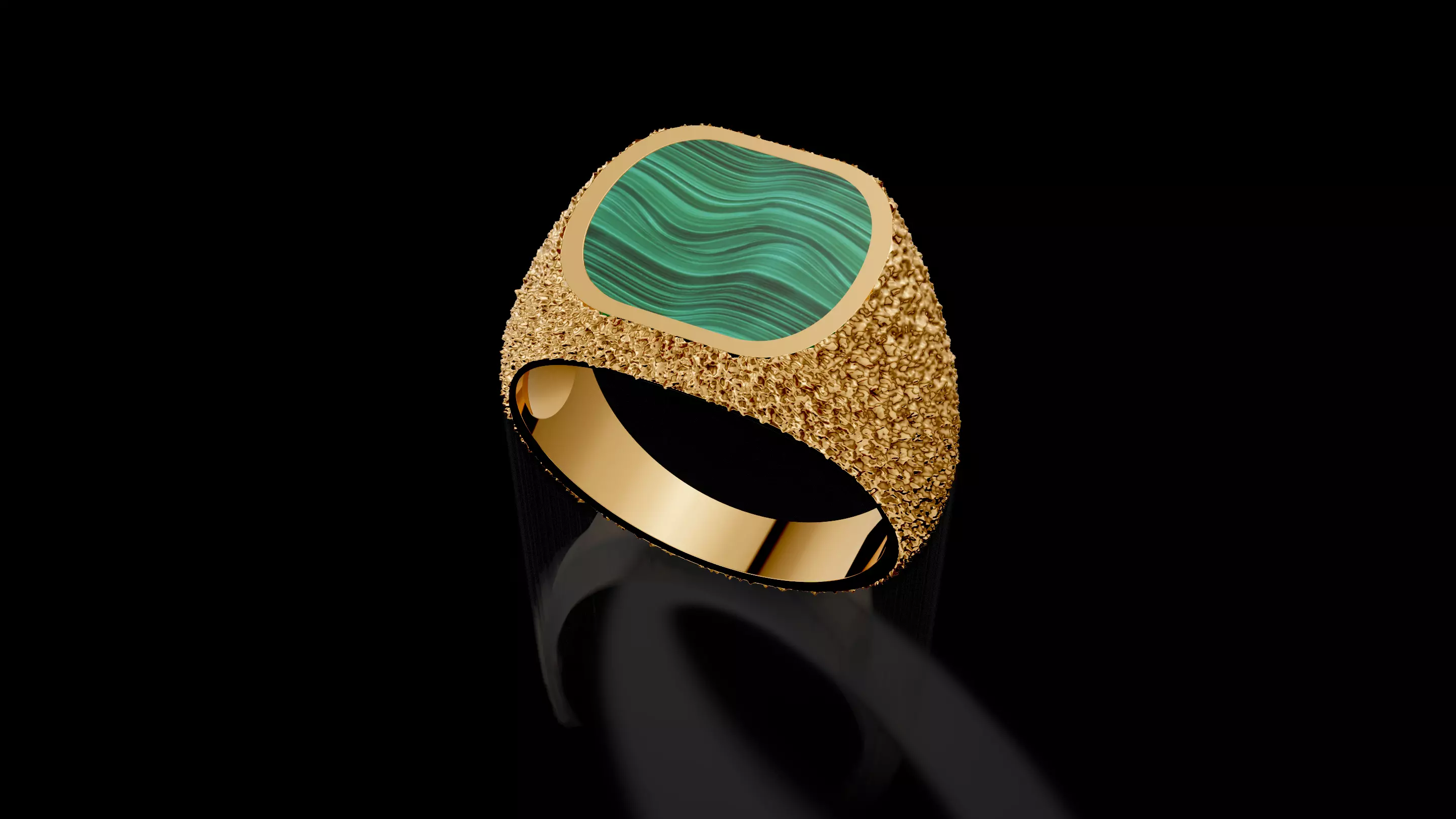 Man Signet Ring with Cabochon with Texture 3D print model