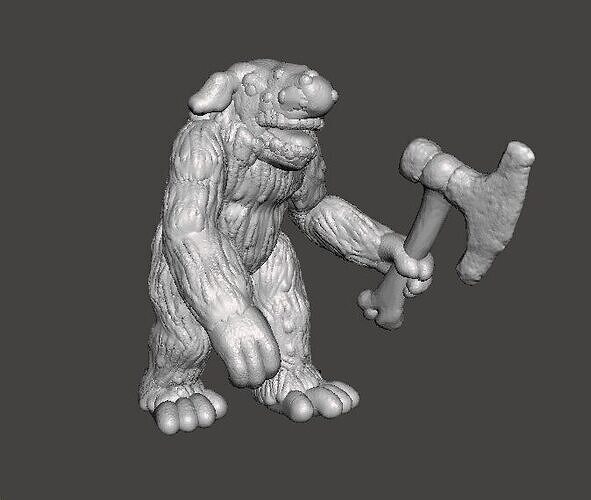 TROLL WITH BONE AXE MINIATURE MODEL FIGURE FANTASY GAMES RPG DND 3D print model