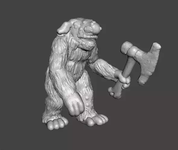 TROLL WITH BONE AXE MINIATURE MODEL FIGURE FANTASY GAMES RPG DND 3D print model