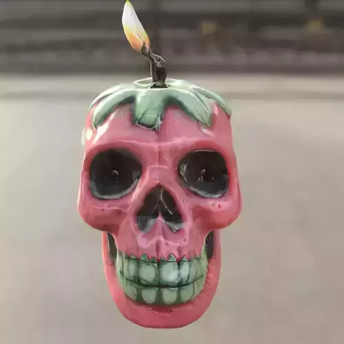 Strawberry Skull Candle