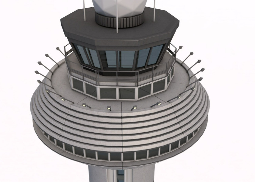 Airport Control Tower 3D model_4