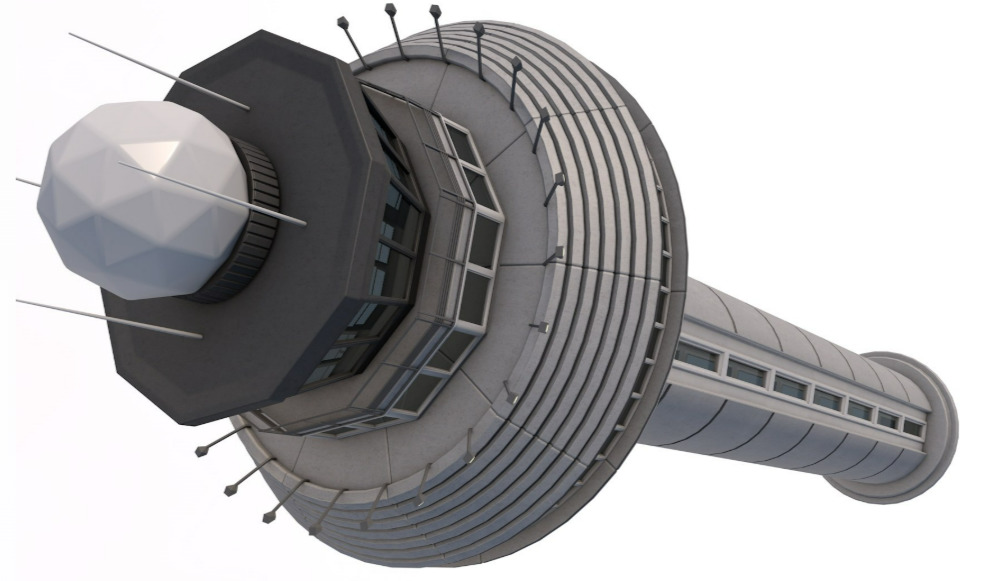 Airport Control Tower 3D model_1