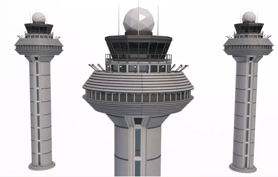 Airport Control Tower 3D model_0