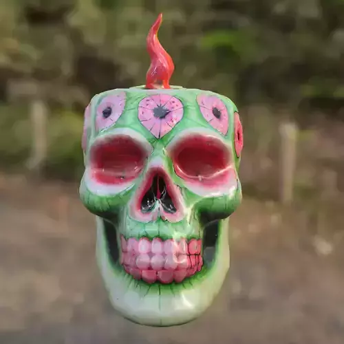 Cursed Melon Skull Candle