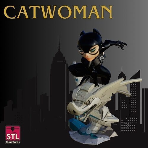 STL File Chibi Catwoman  3D print model