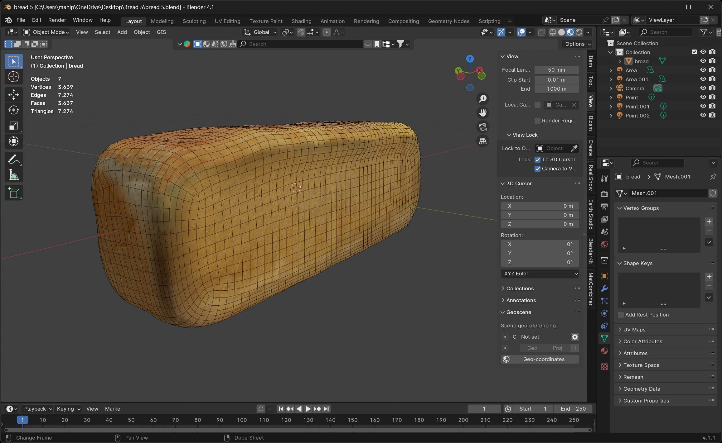 Bread 5   Low-poly 3D model_6