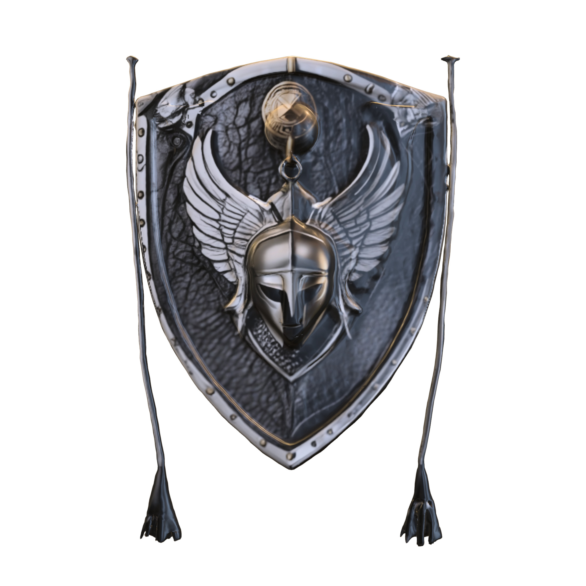 Warrior Shield Emblem Low-poly 3D model_4