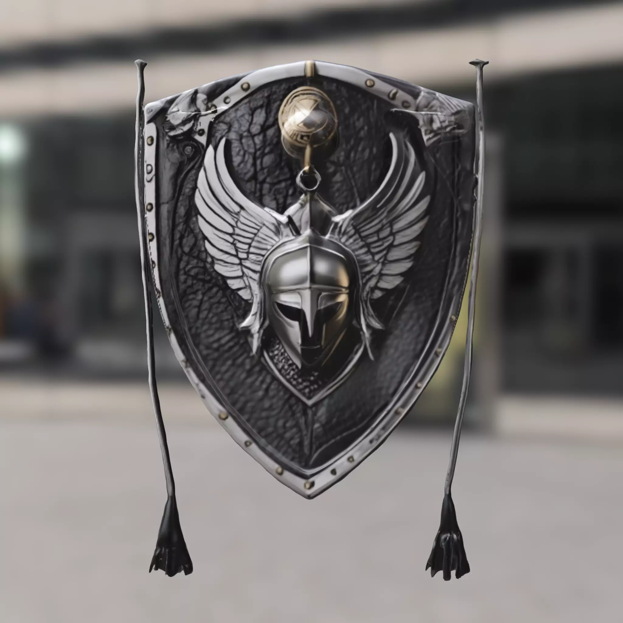 Warrior Shield Emblem Low-poly 3D model_0