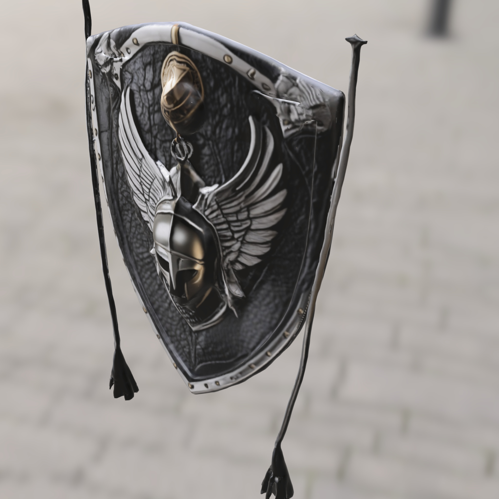 Warrior Shield Emblem Low-poly 3D model_1