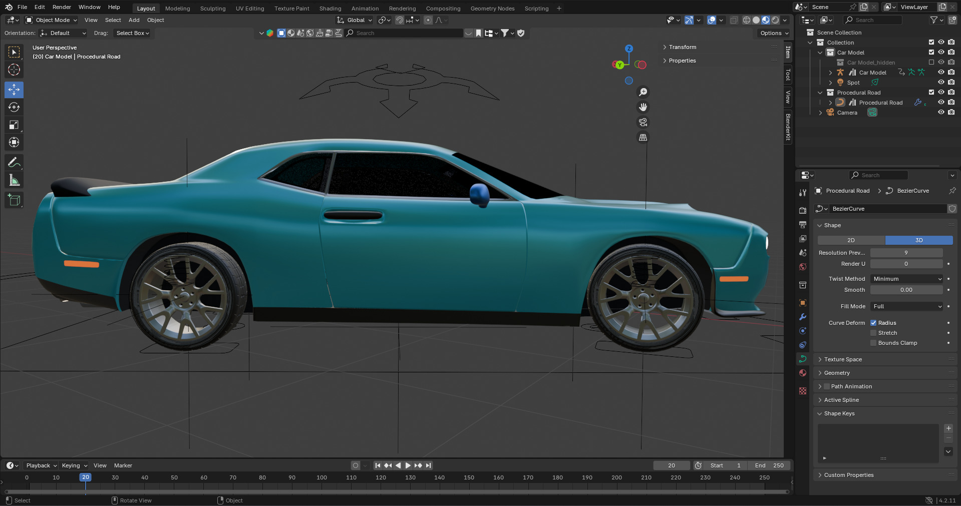 Realistic Racing Blue Car  Low-poly 3D model_13