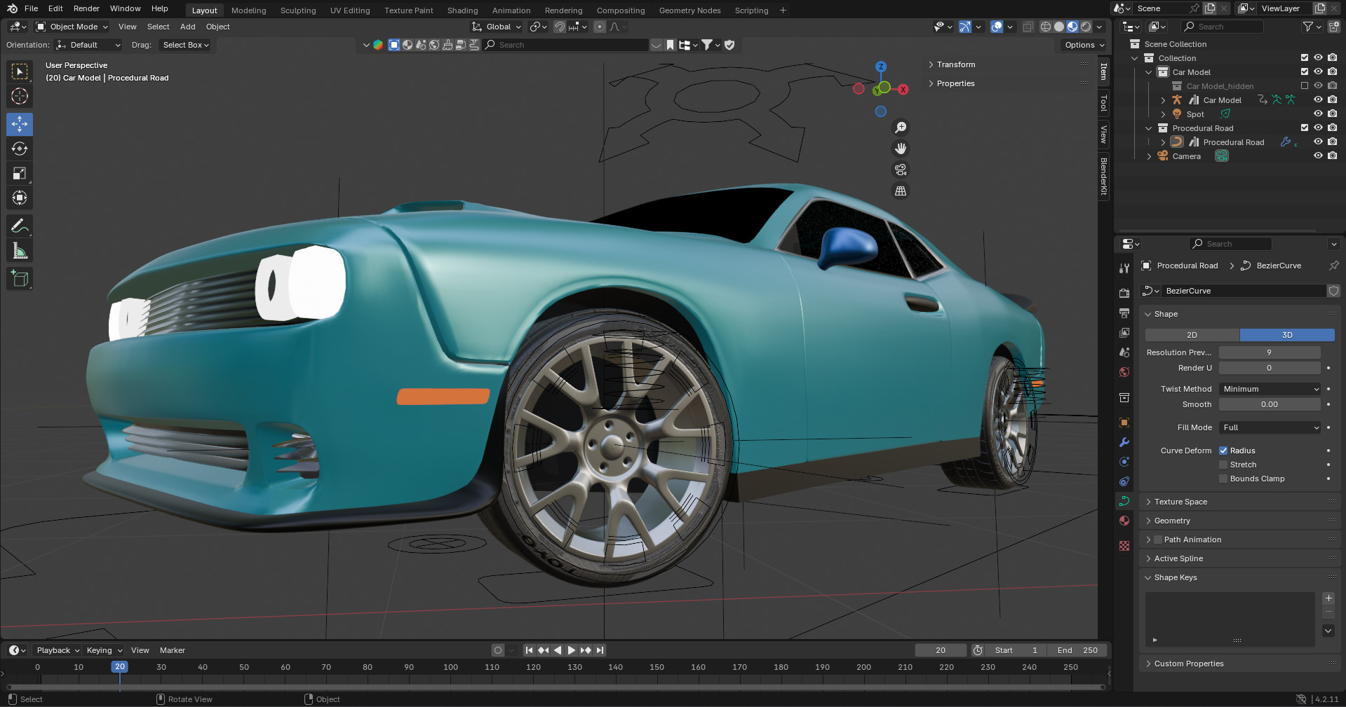 Realistic Racing Blue Car  Low-poly 3D model_11