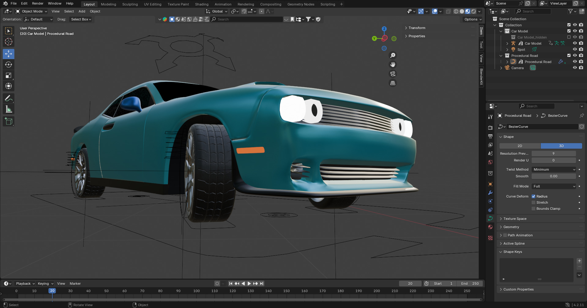 Realistic Racing Blue Car  Low-poly 3D model_7