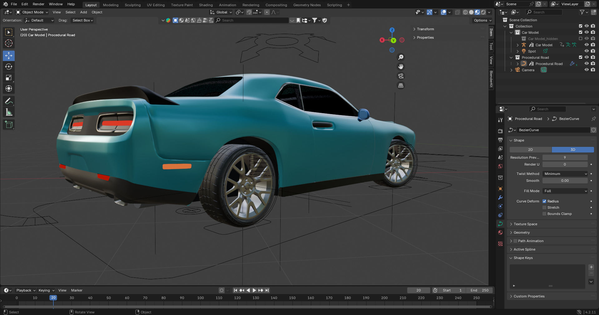 Realistic Racing Blue Car  Low-poly 3D model_9