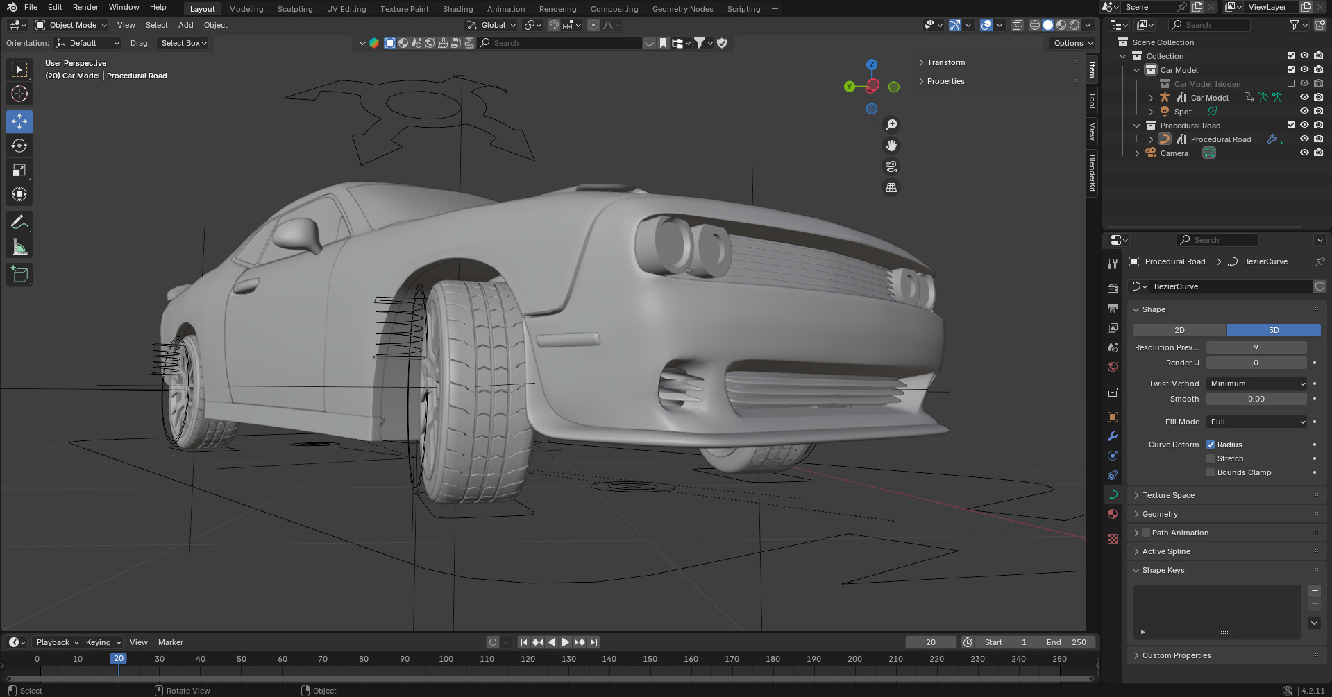 Realistic Racing Blue Car  Low-poly 3D model_6